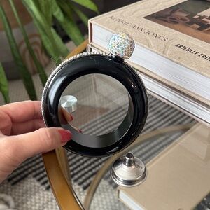 Black Circular Flask Bracelet with Rhinestone Clasp